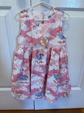 Lola and the boys Pink Unicorn & Castle Dress